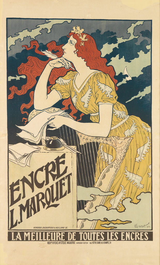 EUGÈNE GRASSET (1845-1917). ENCRE L. MARQUET. 1892. 43x26 inches, 110x67 cm. Affiches Artistiques Malherbe, [Paris.]